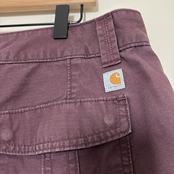 Carhartt El Paso Shorts Women’s Cotton Relaxed Fit Roll Tab Burgundy Size 16 - Picture 7 of 14